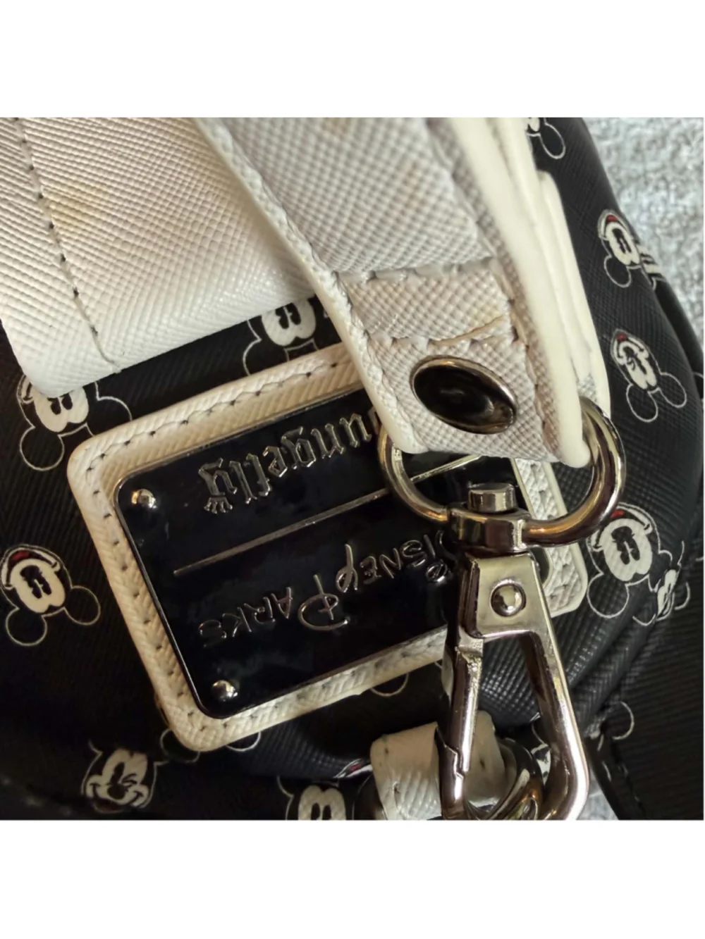 Disney Parks Loungefly Mickey Mouse Print Mini Backpack Wristlet, Black/White